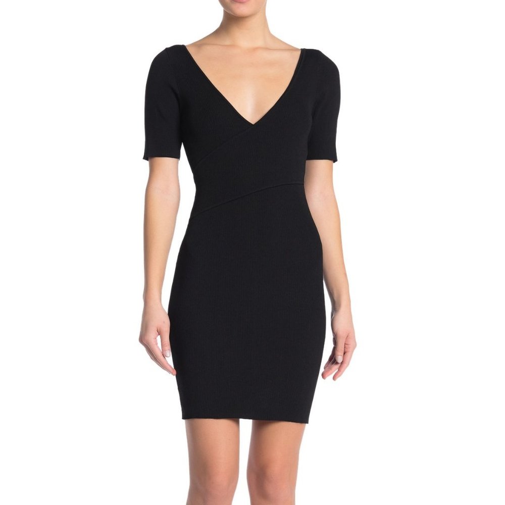 Good American Ribbed Knit Surplice Neck Dress
